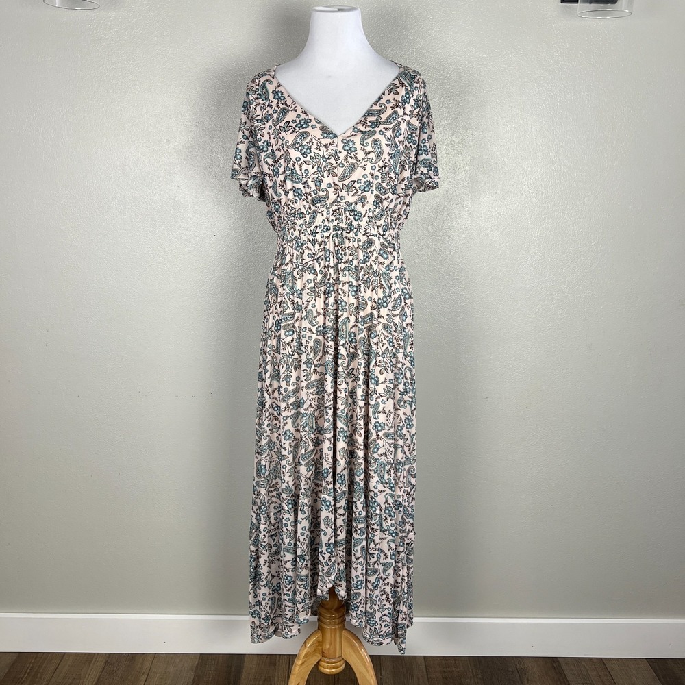 Fairy High Low Dress Medium Floral Mesh Sheer Lined Smocked Waist Feminine Y2K M